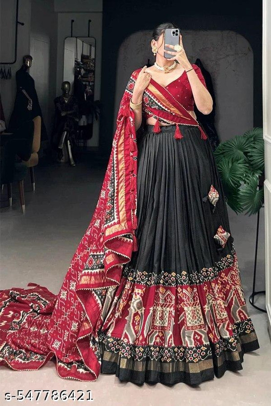 Traditional Crimson Banarasi Silk Brocade Lehenga