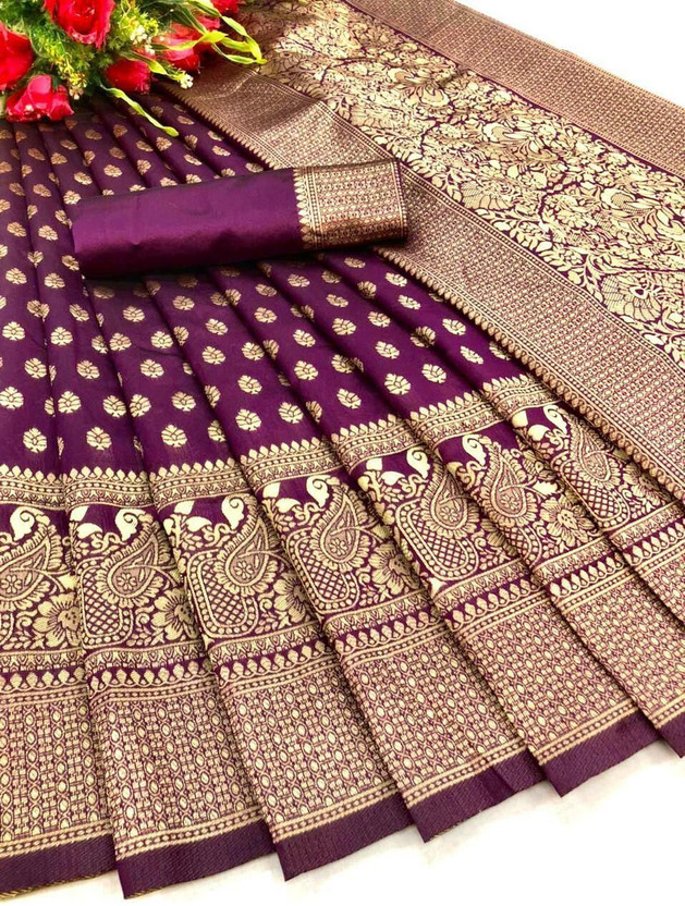 Royal Kanjivaram Soft Silk Saree in Wine Plum