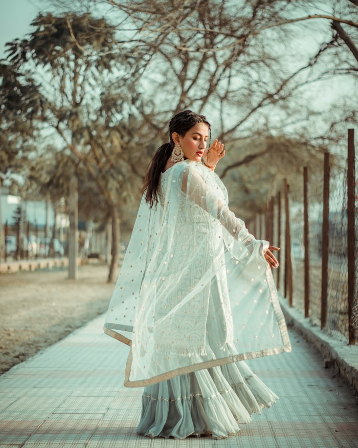 Dusty Lilac Peplum Kurta with Flared Sharara Set